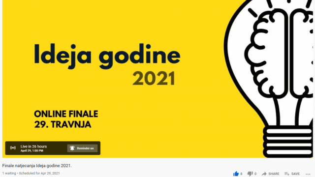 [Ideja godine ’21] Prijenos finala srednjoškolskog poslovnog natjecanja pratite na YouTubeu